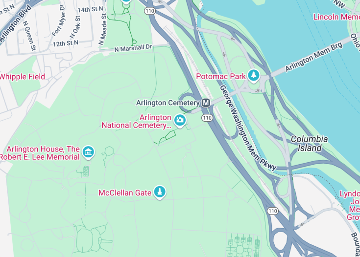 Map of Arlington National Cemetery, Arlington