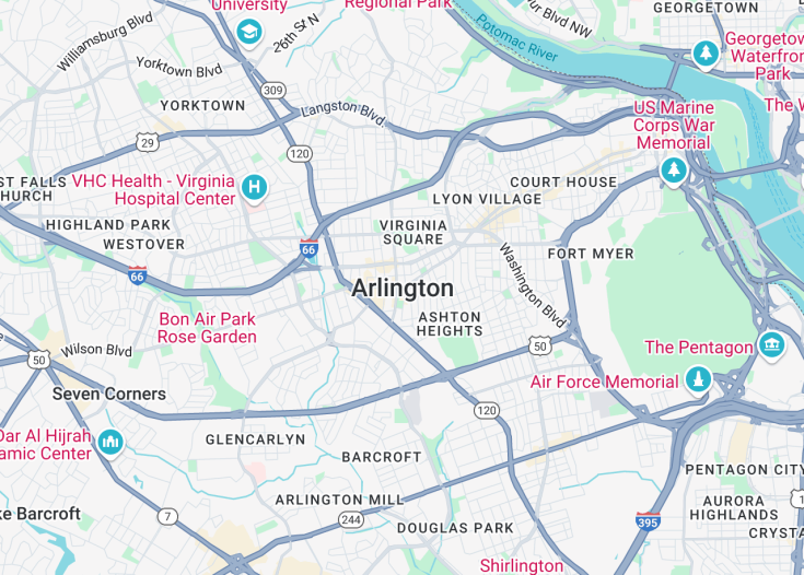 Map of Arlington, Virginia (USA)