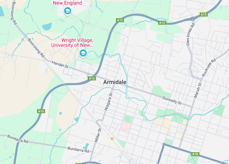 Map of Armidale, Australia