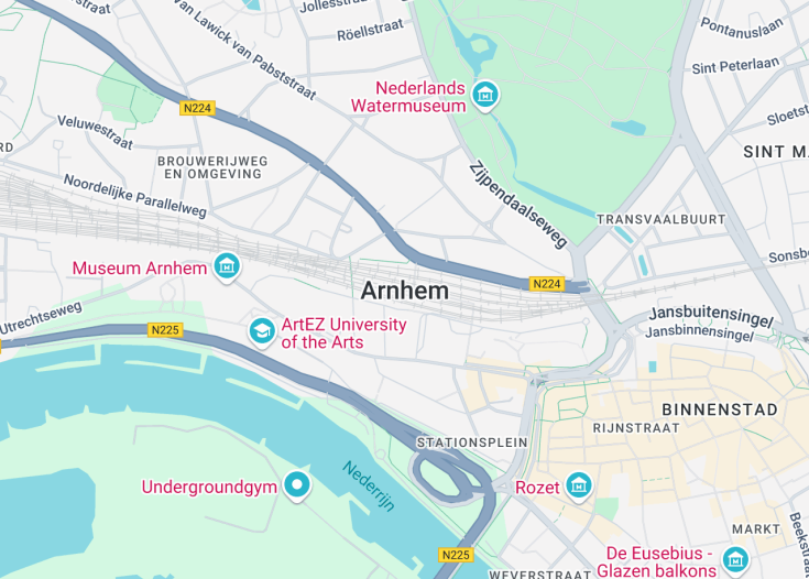 Map of Arnhem, Netherlands