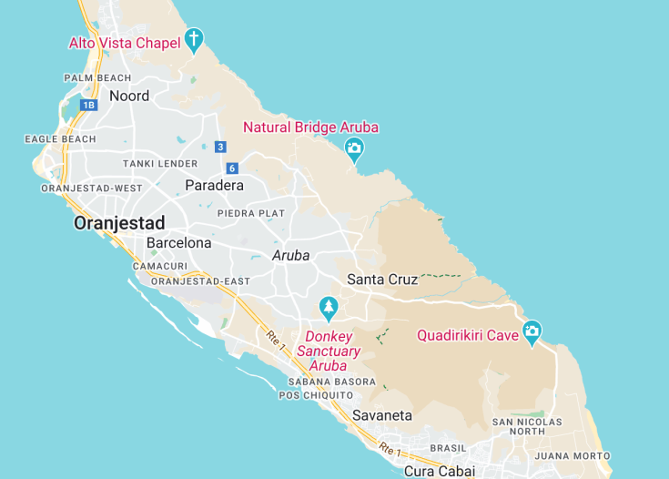 Map of Aruba (Netherlands), 