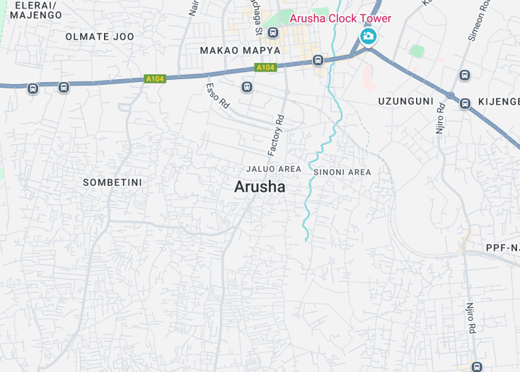 Map of Arusha, Tanzania