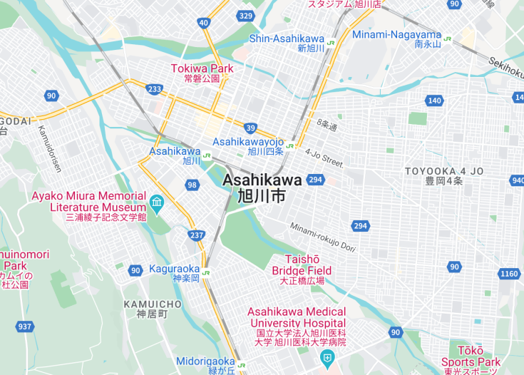 Map of Asahikawa, Japan