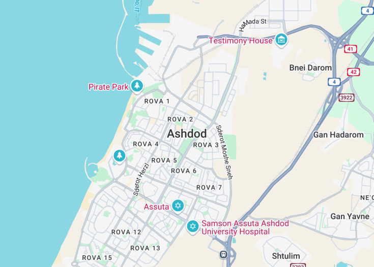 Map of Ashdod, Israel