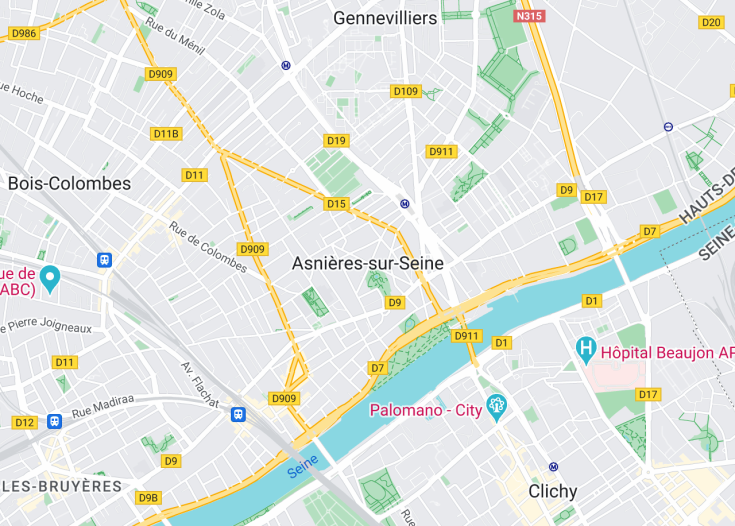 Map of Asnières-sur-Seine, France