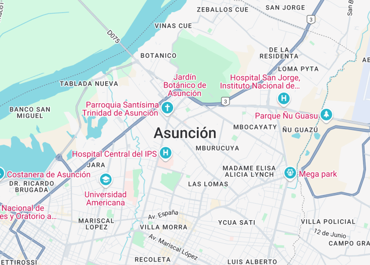 Map of Asunción, Paraguay