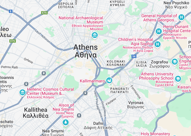 Map of Athens, Greece