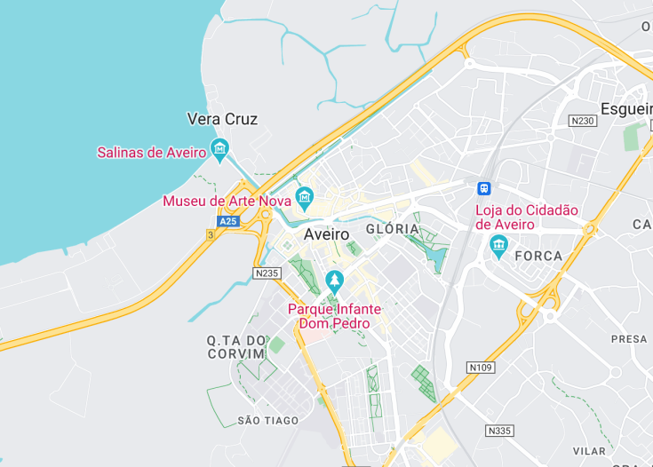 Map of Aveiro, Portugal