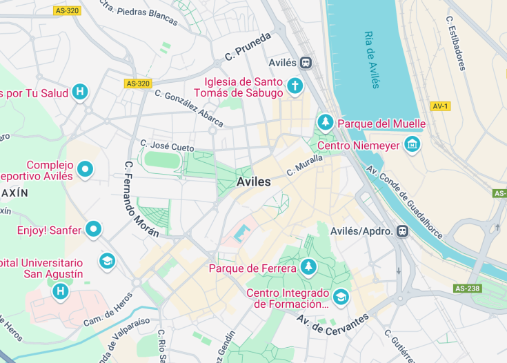 Map of Aviles, Spain