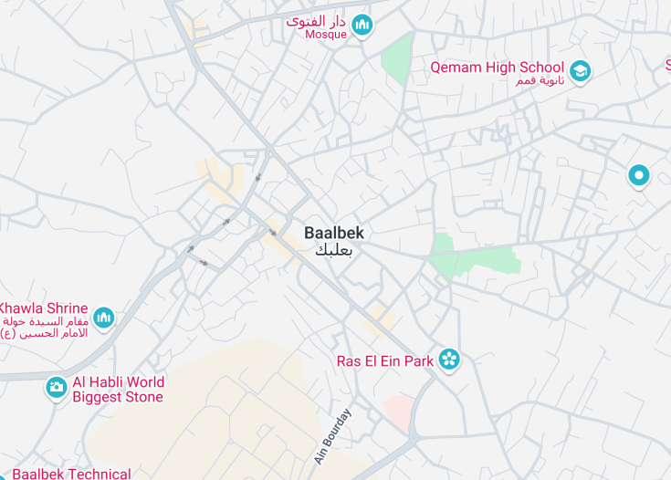 Map of Baalbek, Lebanon