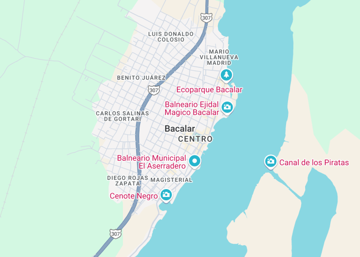 Map of Bacalar, Mexico