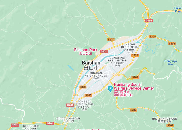 Map of Baishan, China