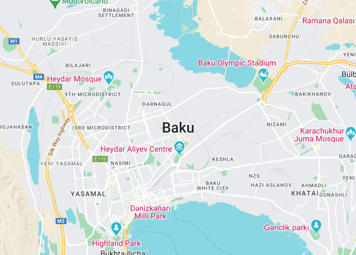 Map of Baku, Azerbaijan