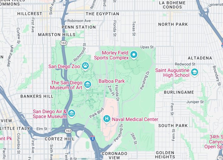 Map of Balboa Park, San Diego