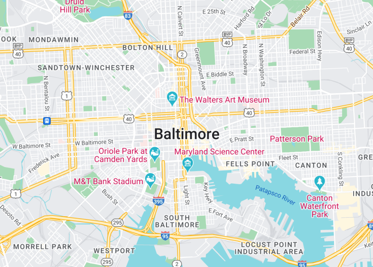 Map of Baltimore, Maryland (USA)