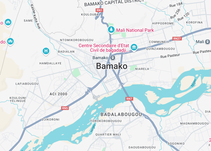 Map of Bamako, Mali