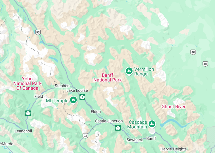 Map of Banff National Park, Banff