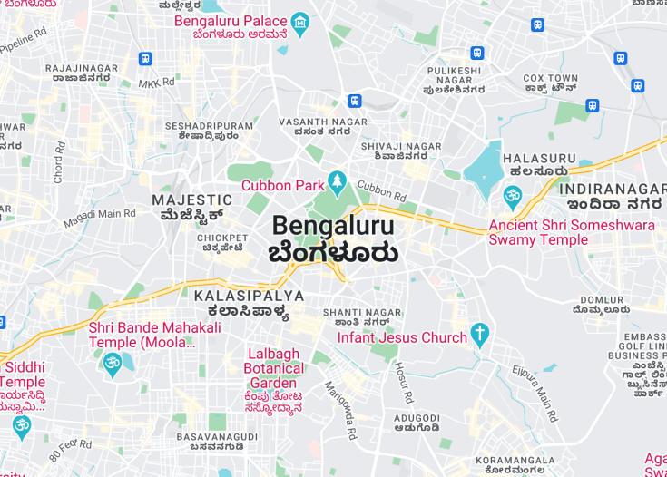 Map of Bangalore, India