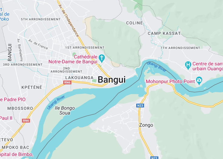 Map of Bangui, Central African Republic