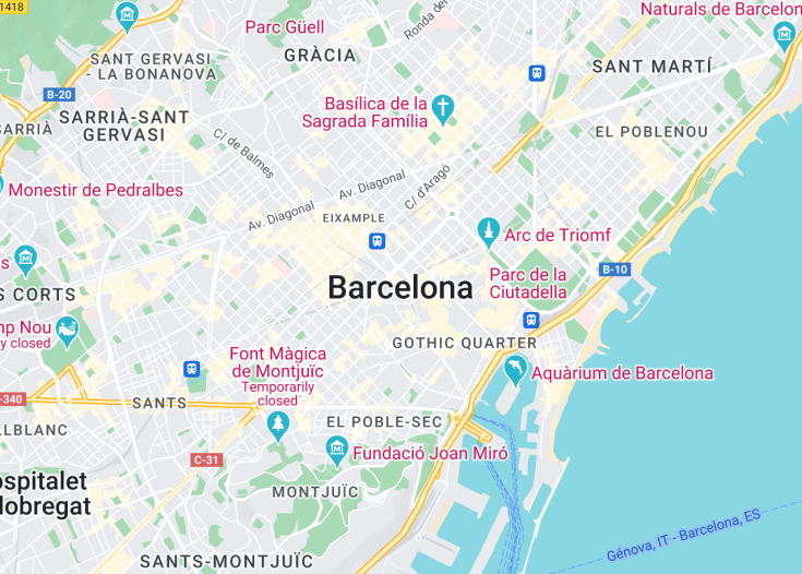 Map of Barcelona, Spain