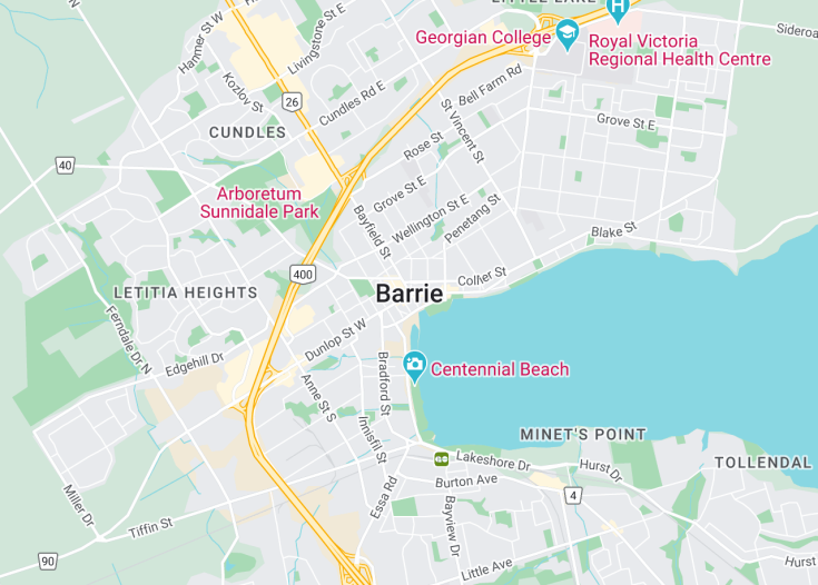 Map of Barrie, Canada