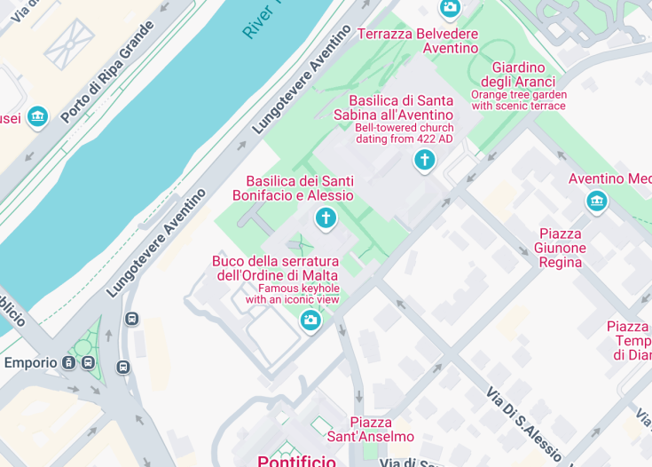 Map of Basilica dei Santi Bonifacio e Alessio, Rome