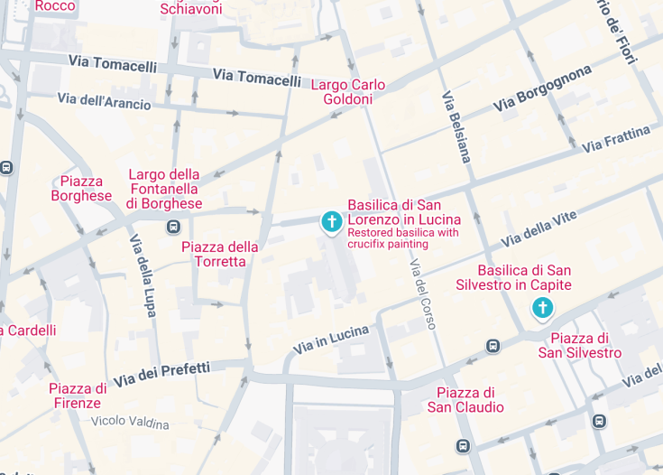 Map of Basilica di San Lorenzo in Lucina, Rome