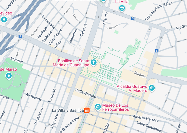 Map of Basilica of Our Lady of Guadalupe, Mexico City