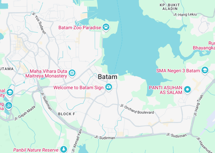 Map of Batam, Indonesia