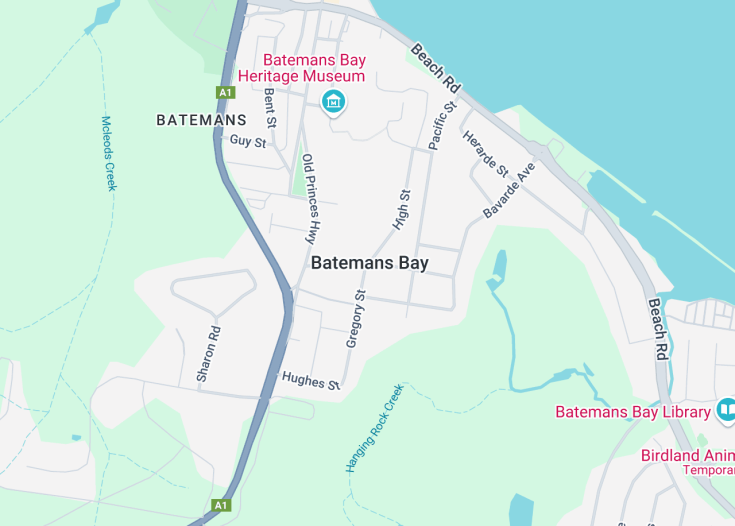 Map of Batemans Bay, Australia