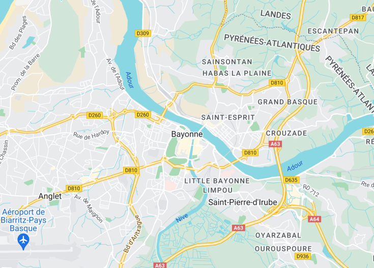 Map of Bayonne, France