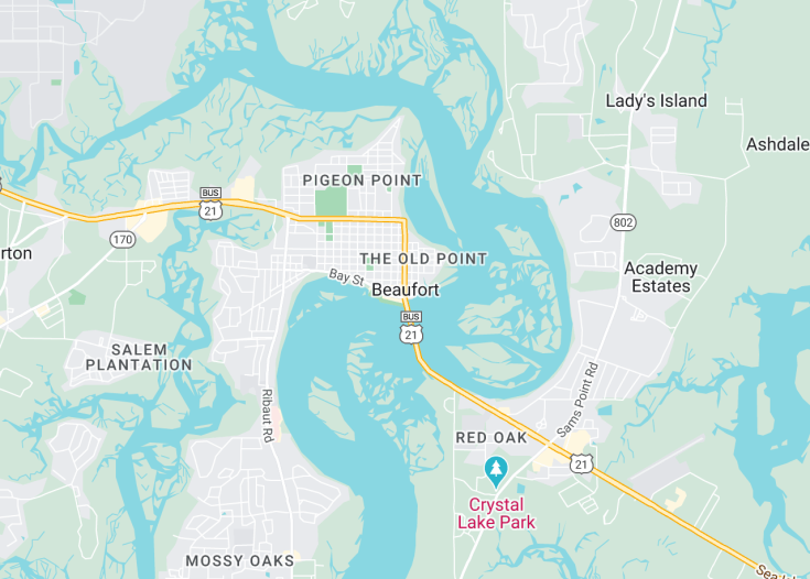 Map of Beaufort, South Carolina (USA)