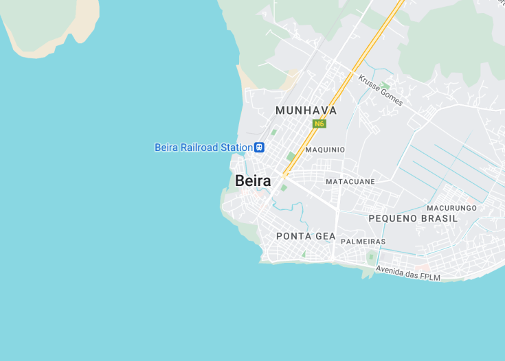 Map of Beira, Mozambique