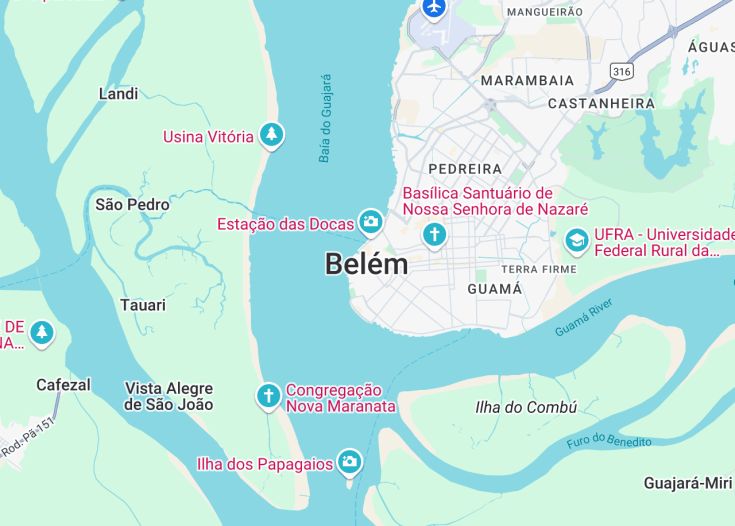 Map of Belem, Brazil