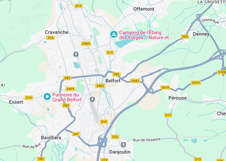 Map of Belfort, France