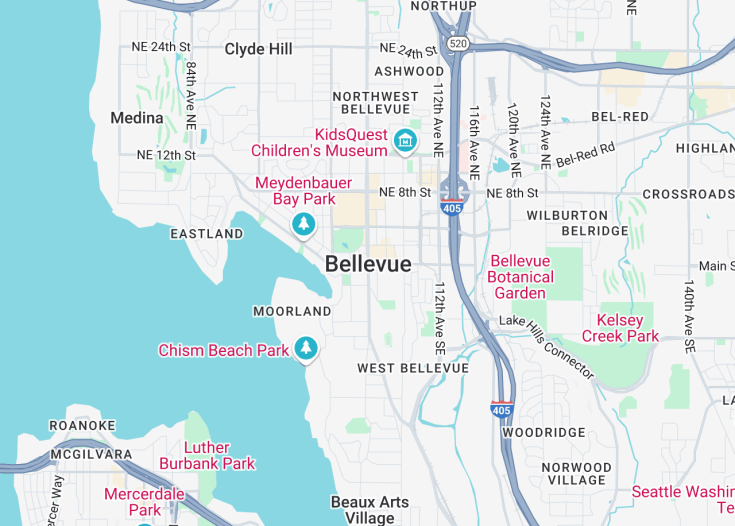 Map of Bellevue, Washington State (USA)