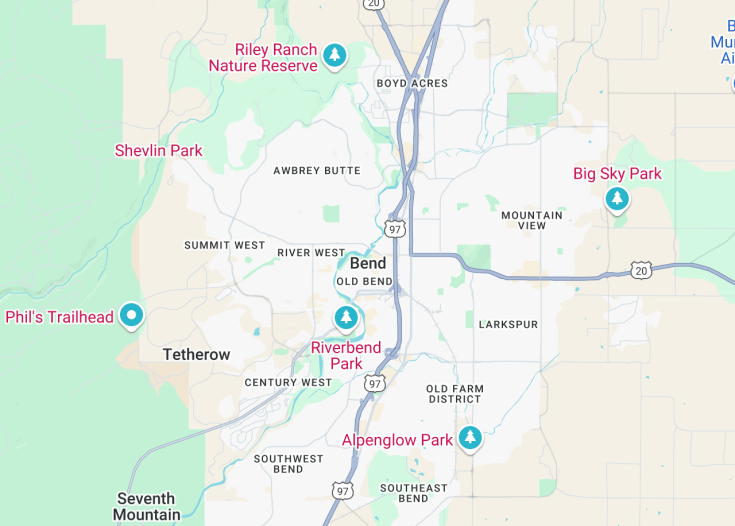 Map of Bend, Oregon (USA)