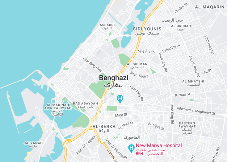 Map of Benghazi, Libya