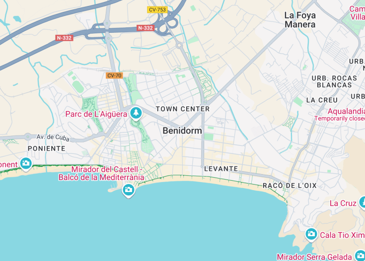 Map of Benidorm, Spain