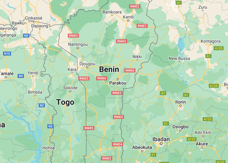 Map of Benin, 