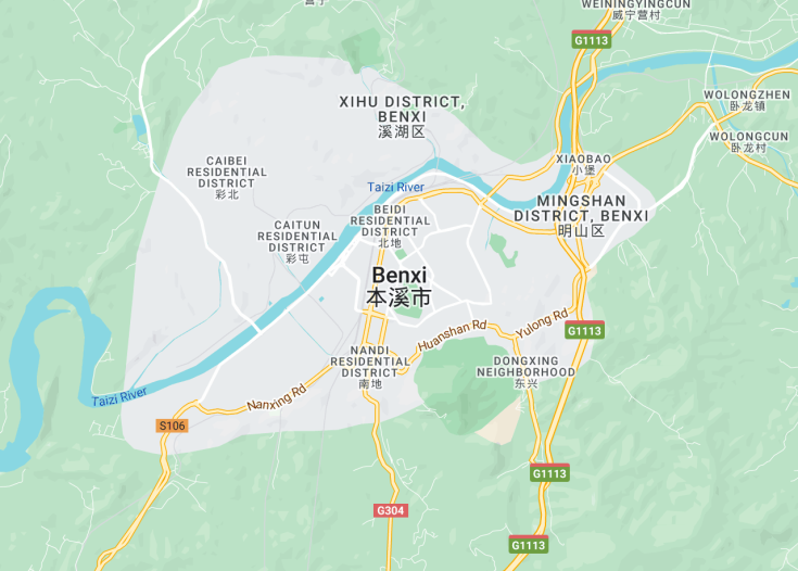 Map of Benxi, China