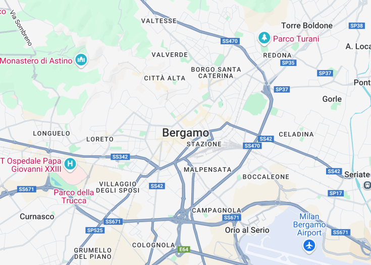 Map of Bergamo, Italy