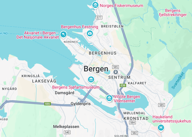 Map of Bergen, Norway