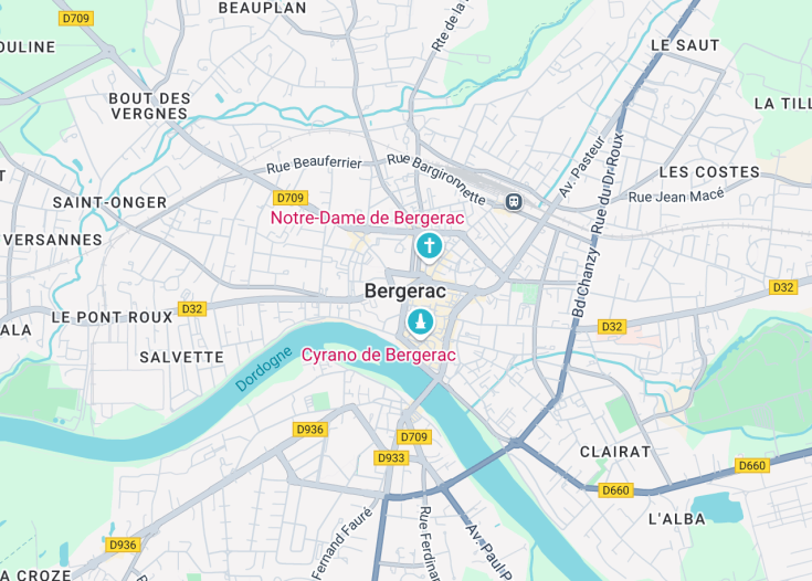 Map of Bergerac, France