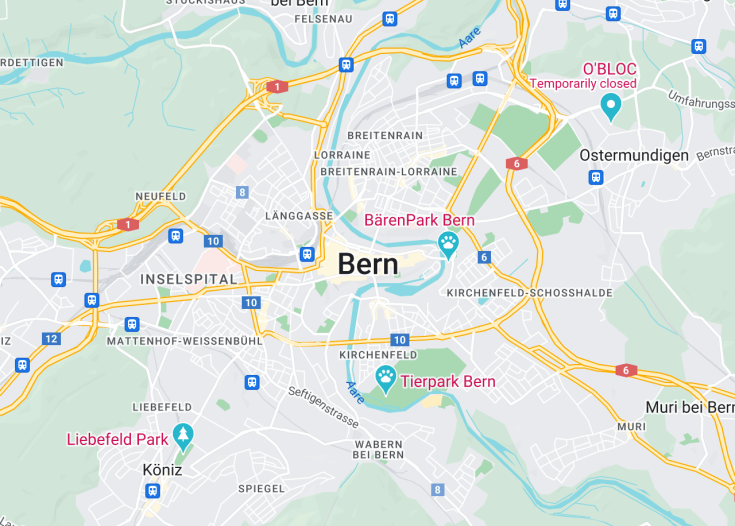 Map of Bern, Switzerland