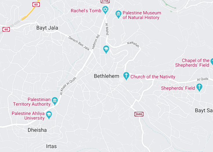 Map of Bethlehem, Palestine