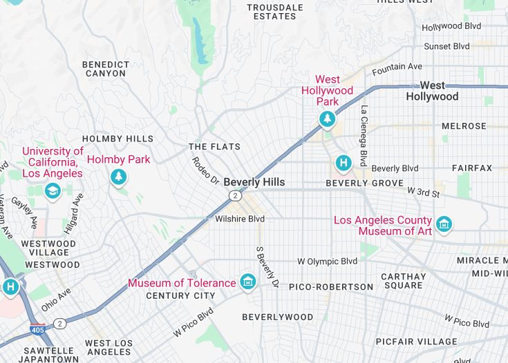 Map of Beverly Hills, California (USA)