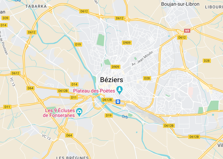 Map of Béziers, France