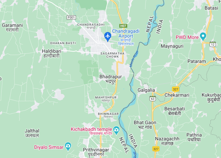 Map of Bhadrapur, Nepal