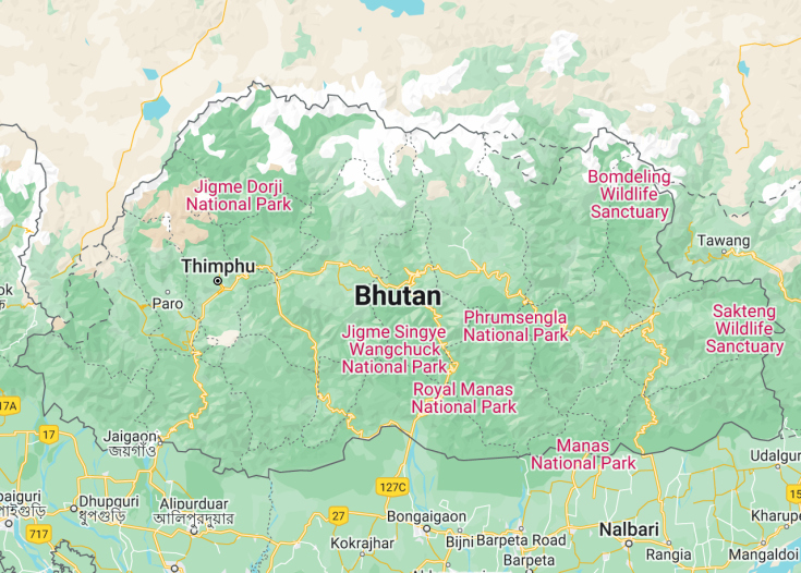 Map of Bhutan, 